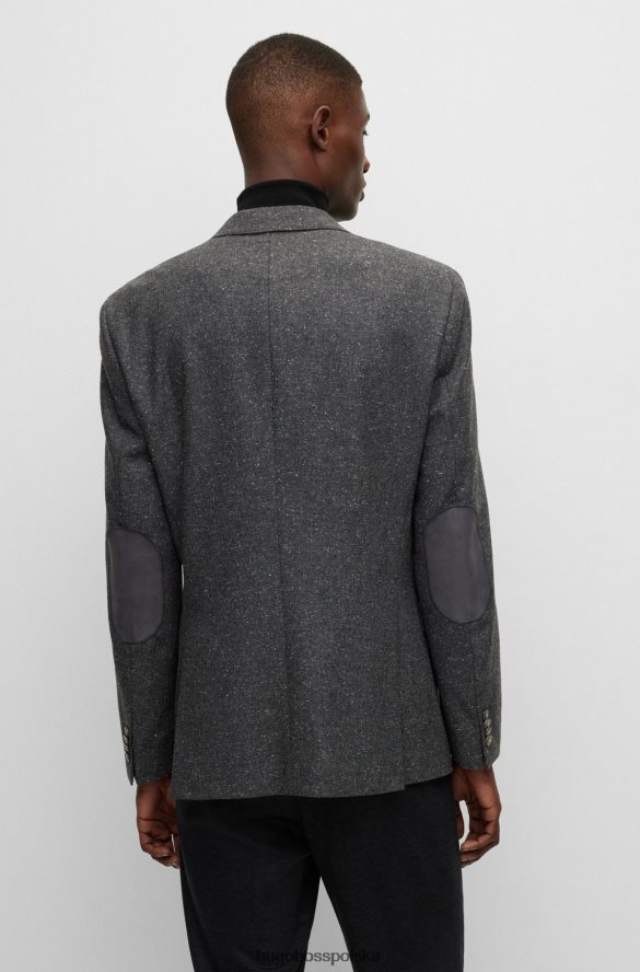 Hugo Boss ciemnoszara kurtka o dopasowanym kroju z mieszanki wełny w mikrowzorzysty hugo ciemno szary R0X0H61392