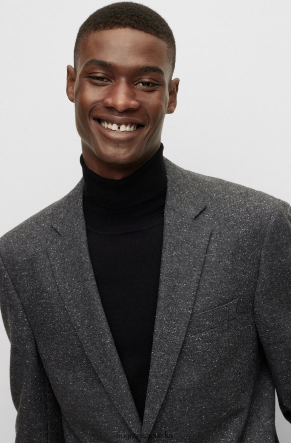 Hugo Boss ciemnoszara kurtka o dopasowanym kroju z mieszanki wełny w mikrowzorzysty hugo ciemno szary R0X0H61392