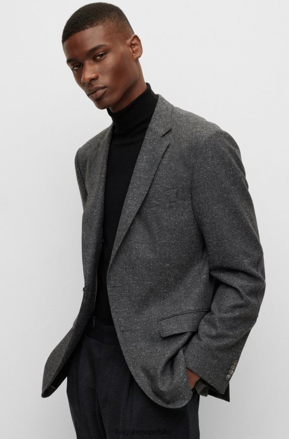 Hugo Boss ciemnoszara kurtka o dopasowanym kroju z mieszanki wełny w mikrowzorzysty hugo ciemno szary R0X0H61392