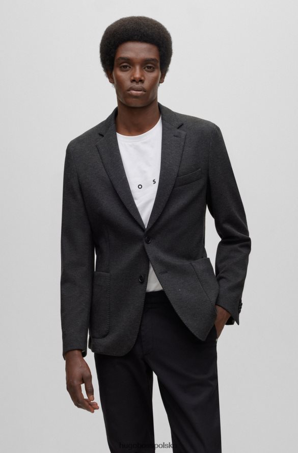 Hugo Boss ciemnoszara kurtka slim-fit z melanżowego, elastycznego materiału hugo ciemno szary R0X0H64559