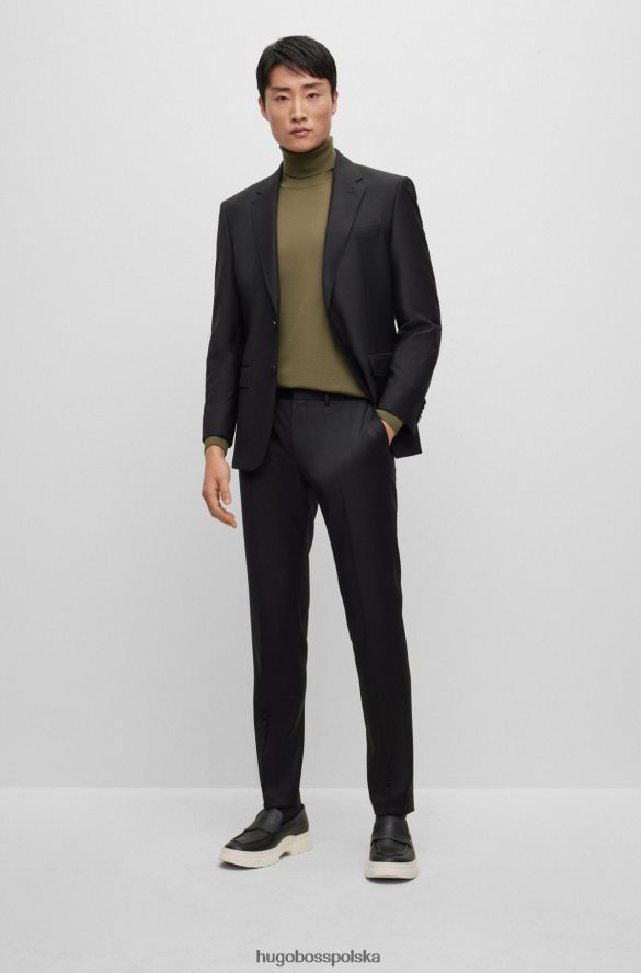 Hugo Boss czarna jednorzędowa kurtka Hugo z elastycznej wełny czarny R0X0H62972