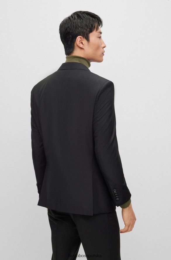 Hugo Boss czarna jednorzędowa kurtka Hugo z elastycznej wełny czarny R0X0H62972