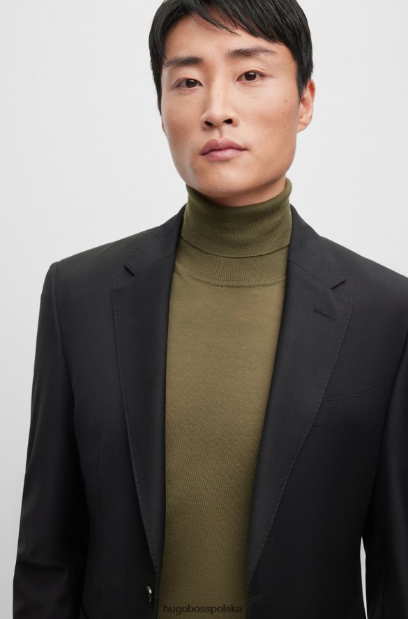 Hugo Boss czarna jednorzędowa kurtka Hugo z elastycznej wełny czarny R0X0H62972