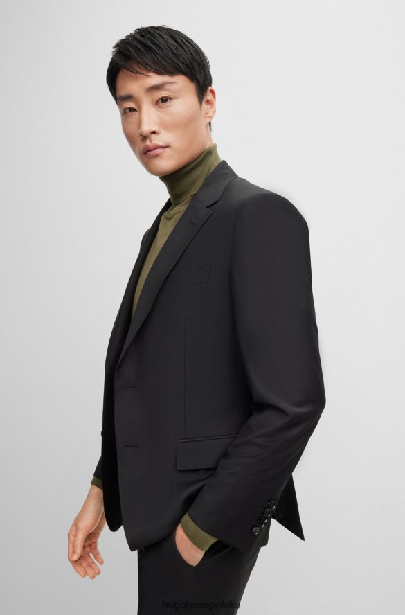 Hugo Boss czarna jednorzędowa kurtka Hugo z elastycznej wełny czarny R0X0H62972