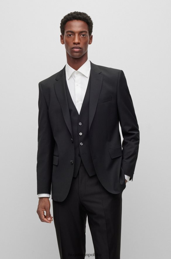 Hugo Boss czarna jednorzędowa kurtka hugo z mieszanki wełny czarny R0X0H62953