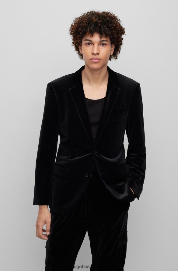 Hugo Boss czarna kurtka Hugo o dopasowanym kroju z elastycznego aksamitu czarny R0X0H63680