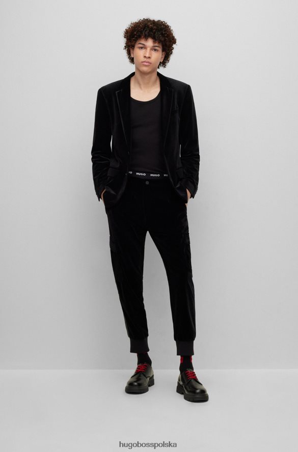 Hugo Boss czarna kurtka Hugo o dopasowanym kroju z elastycznego aksamitu czarny R0X0H63680