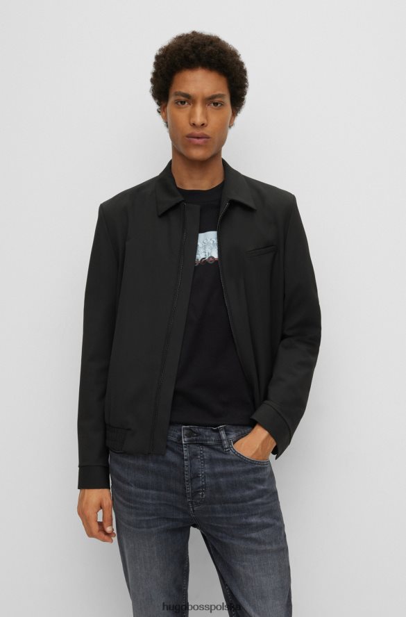 Hugo Boss czarna kurtka Hugo o dopasowanym kroju z elastycznego diagonalu czarny R0X0H64487