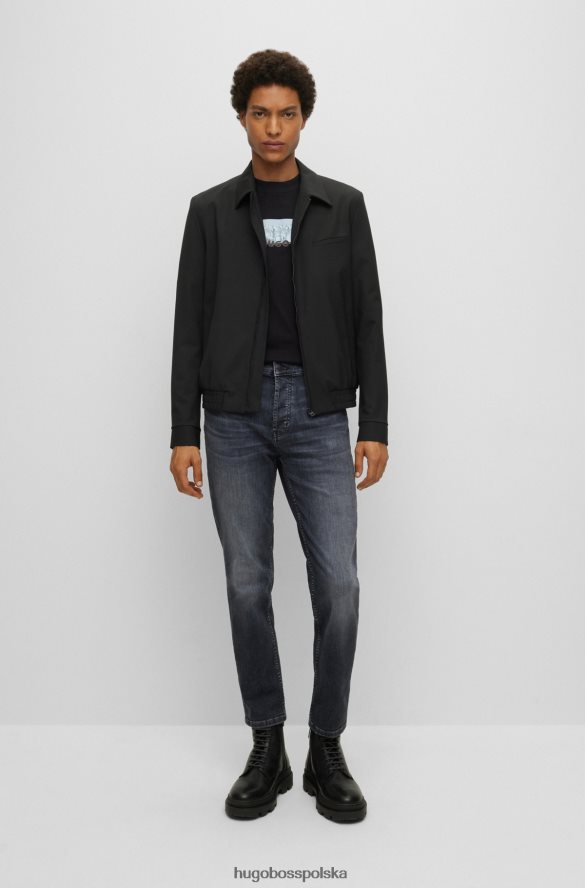 Hugo Boss czarna kurtka Hugo o dopasowanym kroju z elastycznego diagonalu czarny R0X0H64487