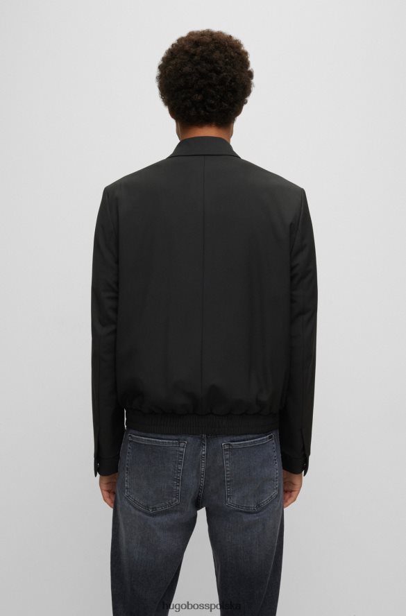 Hugo Boss czarna kurtka Hugo o dopasowanym kroju z elastycznego diagonalu czarny R0X0H64487