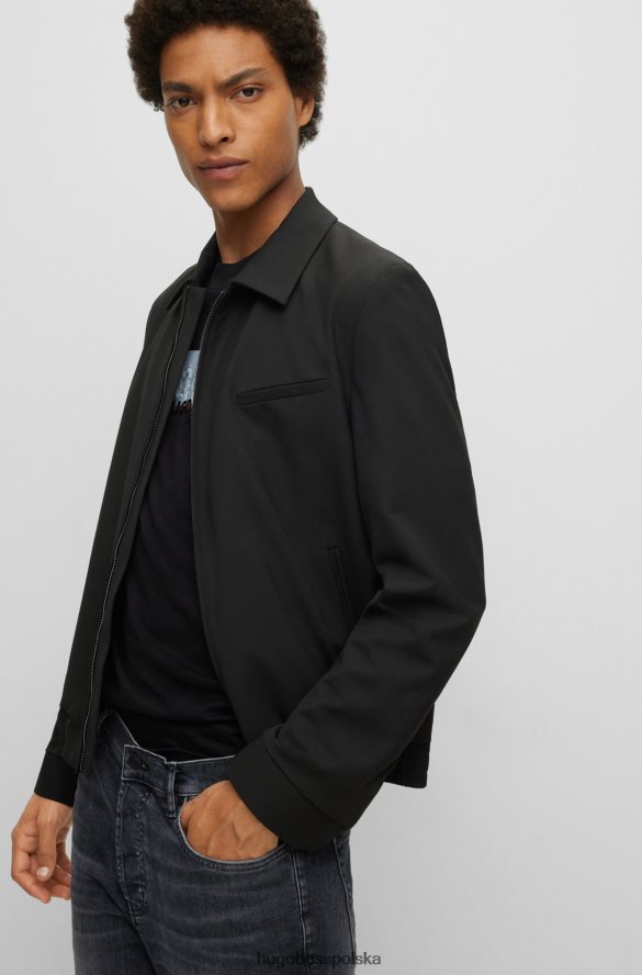 Hugo Boss czarna kurtka Hugo o dopasowanym kroju z elastycznego diagonalu czarny R0X0H64487