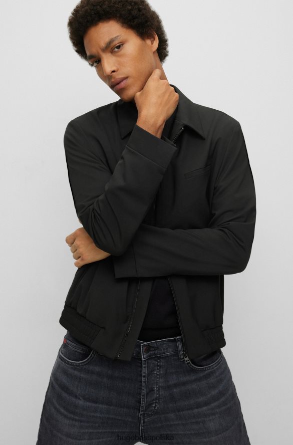 Hugo Boss czarna kurtka Hugo o dopasowanym kroju z elastycznego diagonalu czarny R0X0H64487