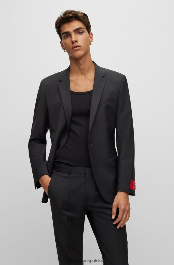 Hugo Boss czarna kurtka Hugo o dopasowanym kroju z elastycznej mieszanki wełny czarny R0X0H63264