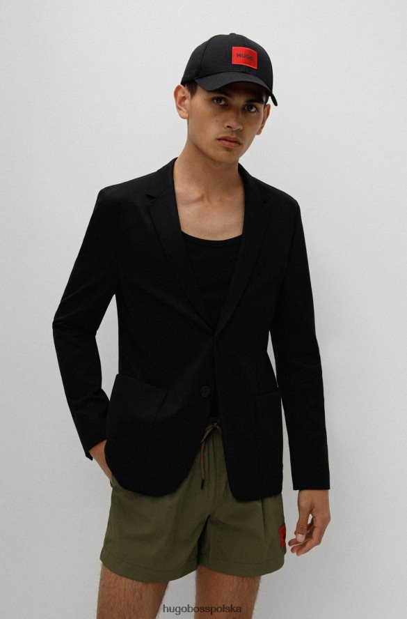 Hugo Boss czarna kurtka hugo o wyjątkowo dopasowanym kroju z elastycznego jerseyu czarny R0X0H63646