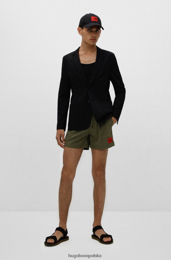Hugo Boss czarna kurtka hugo o wyjątkowo dopasowanym kroju z elastycznego jerseyu czarny R0X0H63646
