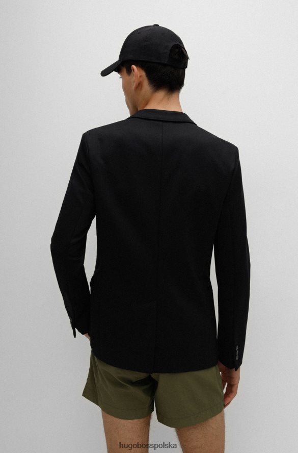 Hugo Boss czarna kurtka hugo o wyjątkowo dopasowanym kroju z elastycznego jerseyu czarny R0X0H63646
