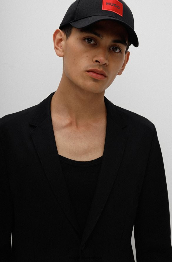 Hugo Boss czarna kurtka hugo o wyjątkowo dopasowanym kroju z elastycznego jerseyu czarny R0X0H63646