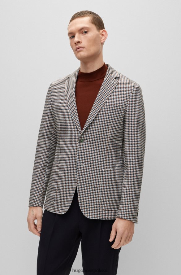 Hugo Boss czarna kurtka o dopasowanym kroju z mieszanki bawełny w kratkę hugo czarny R0X0H64491