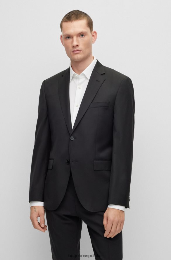 Hugo Boss czarna kurtka o regularnym kroju z dziewiczej wełny Serge hugo czarny R0X0H62444