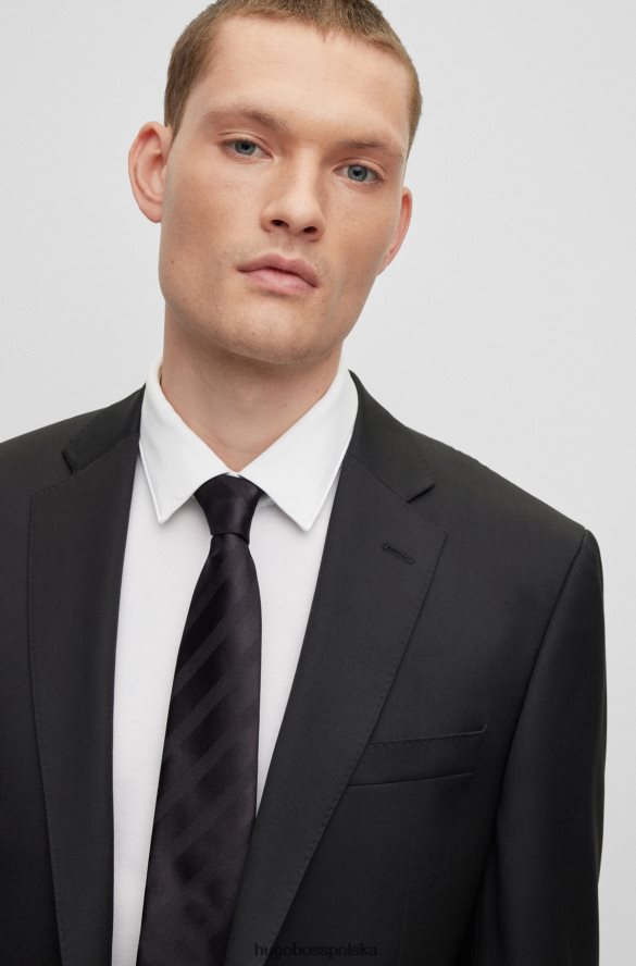 Hugo Boss czarna kurtka o regularnym kroju z dziewiczej wełny Serge hugo czarny R0X0H62444