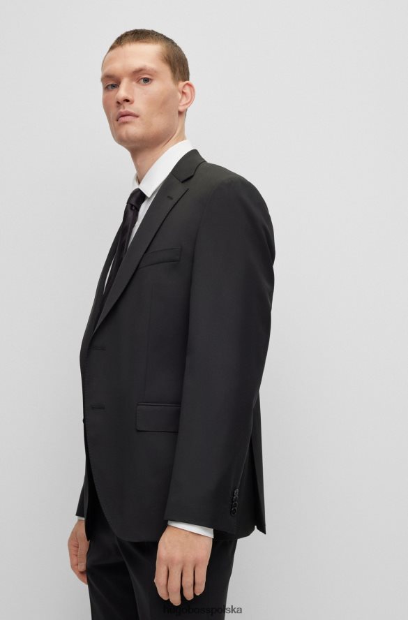 Hugo Boss czarna kurtka o regularnym kroju z dziewiczej wełny Serge hugo czarny R0X0H62444