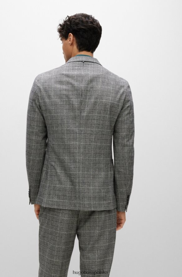 Hugo Boss czarna kurtka slim-fit z elastycznej tkaniny hugo w kratkę czarny R0X0H64396