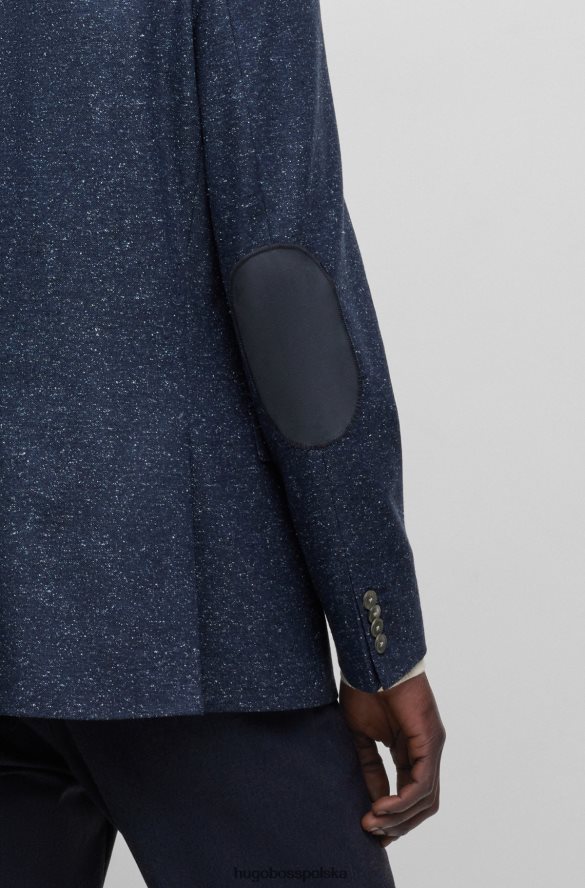 Hugo Boss dopasowana kurtka z ciemnoniebieskiej mieszanki wełny z mikrowzorami hugo ciemny niebieski R0X0H61391