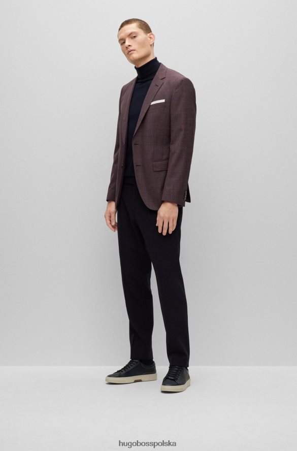 Hugo Boss dopasowana kurtka z czystej wełny o diagonalnym brązowym hugo brązowy R0X0H64589