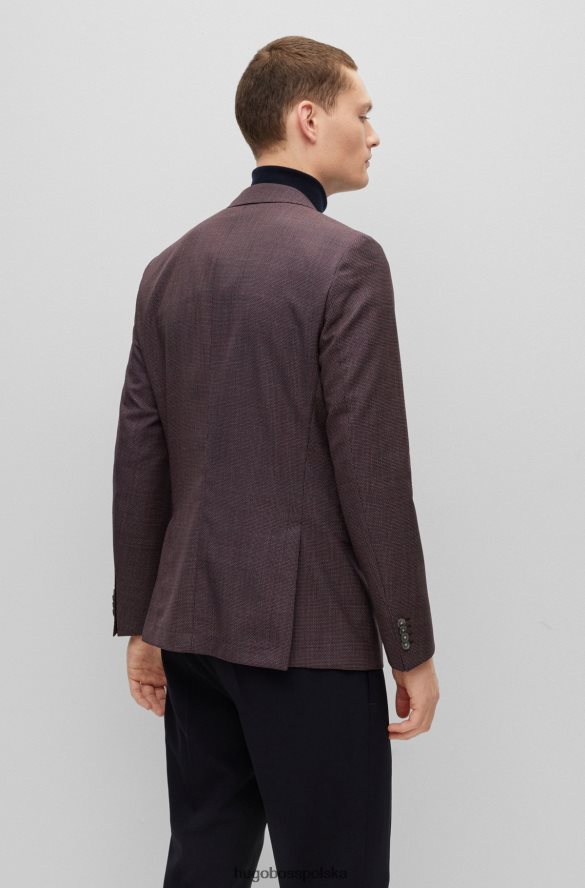 Hugo Boss dopasowana kurtka z czystej wełny o diagonalnym brązowym hugo brązowy R0X0H64589