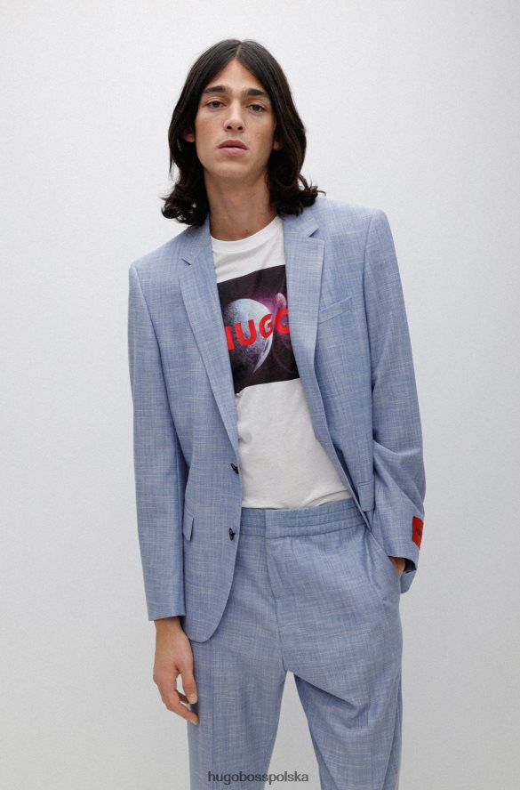 Hugo Boss dopasowana kurtka z wzorzystego, elastycznego materiału hugo w kolorze niebieskim niebieski R0X0H63946