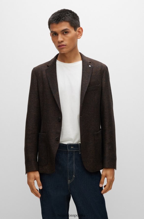 Hugo Boss jasnobrązowa kurtka hugo o dopasowanym kroju z dżerseju w kratkę jasnobrązowy R0X0H63599