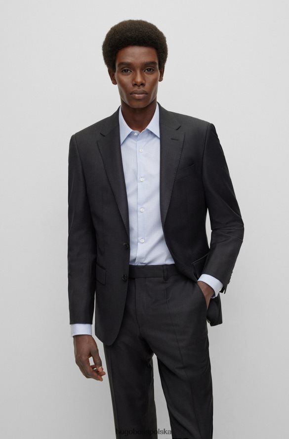 Hugo Boss jasnoszara jednorzędowa kurtka z elastycznej wełny hugo jasnoszary R0X0H62970