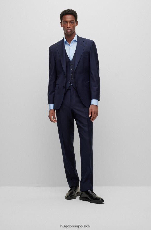 Hugo Boss jednorzędowa kurtka z elastycznej dziewiczej wełny w kolorze ciemnoniebieskim hugo ciemny niebieski R0X0H62895