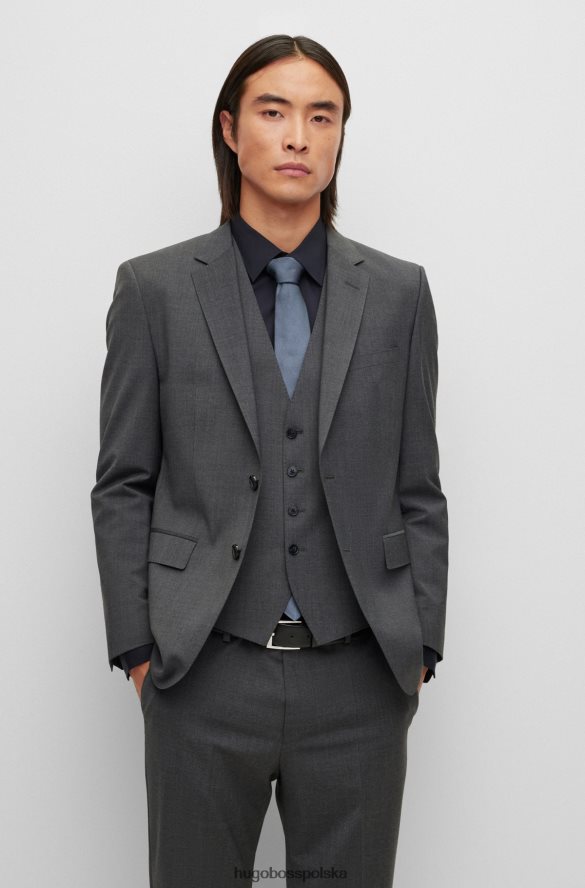 Hugo Boss jednorzędowa kurtka z mieszanki wełny hugo w kolorze ciemnoszarym ciemno szary R0X0H62952
