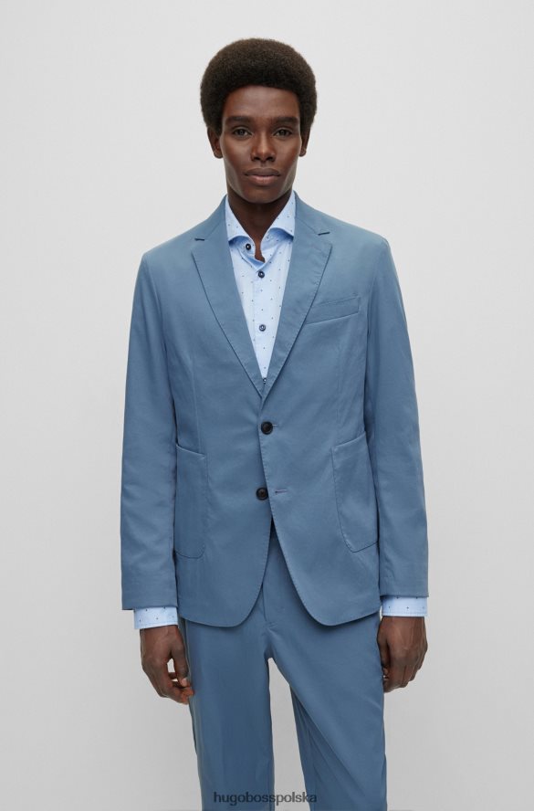 Hugo Boss niebieska, jednorzędowa kurtka hugo o dopasowanym kroju, wykonana z wydajnego materiału niebieski R0X0H62601