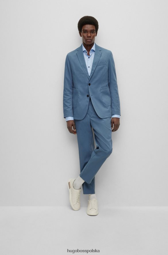 Hugo Boss niebieska, jednorzędowa kurtka hugo o dopasowanym kroju, wykonana z wydajnego materiału niebieski R0X0H62601