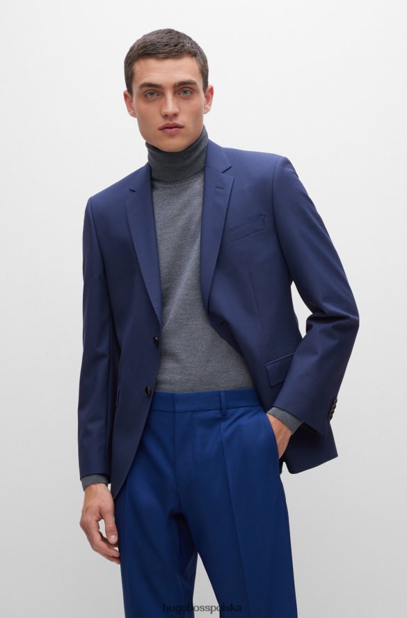 Hugo Boss niebieska kurtka Hugo o dopasowanym kroju z elastycznej dziewiczej wełny niebieski R0X0H62391