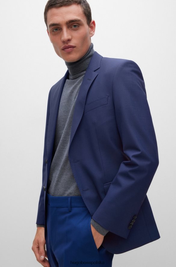 Hugo Boss niebieska kurtka Hugo o dopasowanym kroju z elastycznej dziewiczej wełny niebieski R0X0H62391