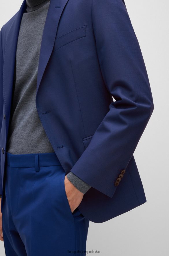 Hugo Boss niebieska kurtka Hugo o dopasowanym kroju z elastycznej dziewiczej wełny niebieski R0X0H62391
