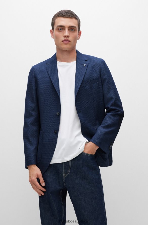 Hugo Boss niebieska kurtka o regularnym kroju z dziewiczej wełny Serge Hugo niebieski R0X0H63106