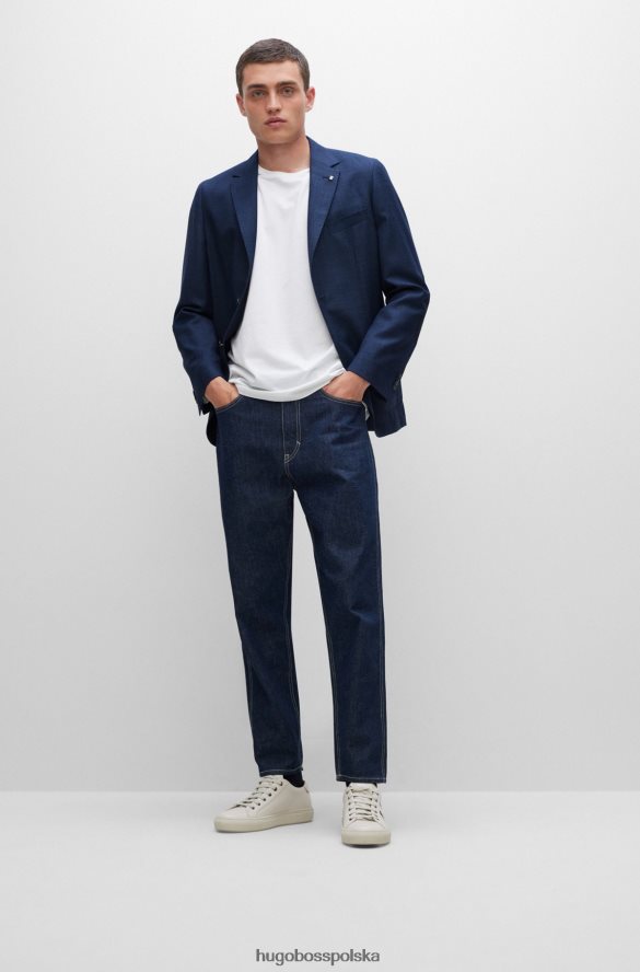 Hugo Boss niebieska kurtka o regularnym kroju z dziewiczej wełny Serge Hugo niebieski R0X0H63106