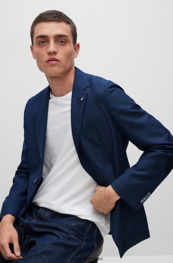 Hugo Boss niebieska kurtka o regularnym kroju z dziewiczej wełny Serge Hugo niebieski R0X0H63106