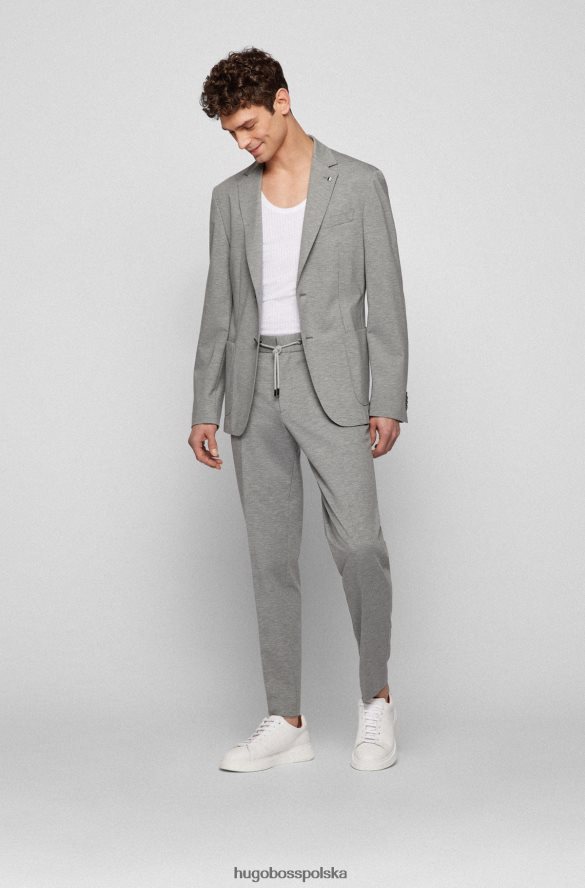 Hugo Boss szara kurtka Hugo o dopasowanym kroju z melanżowego elastycznego dżerseju szary R0X0H64071