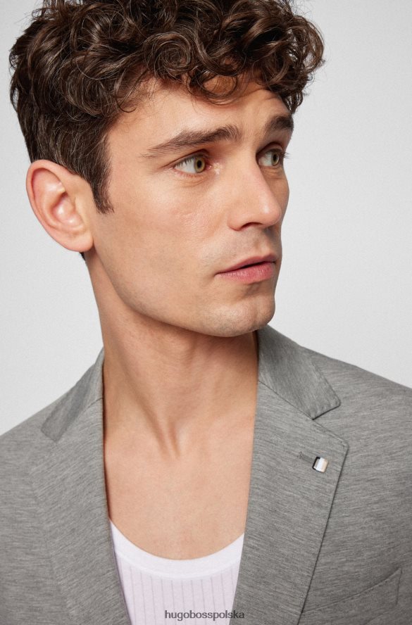 Hugo Boss szara kurtka Hugo o dopasowanym kroju z melanżowego elastycznego dżerseju szary R0X0H64071