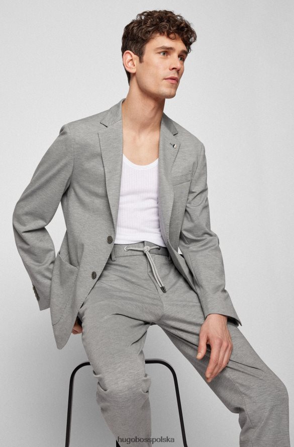 Hugo Boss szara kurtka Hugo o dopasowanym kroju z melanżowego elastycznego dżerseju szary R0X0H64071