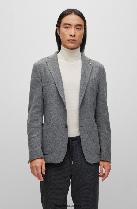 Hugo Boss szara kurtka Hugo o dopasowanym kroju z mieszanki wełny w mikrowzorzysty szary R0X0H64450