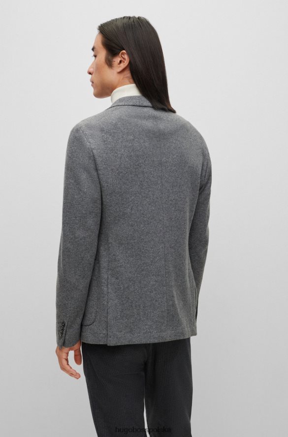 Hugo Boss szara kurtka Hugo o dopasowanym kroju z mieszanki wełny w mikrowzorzysty szary R0X0H64450