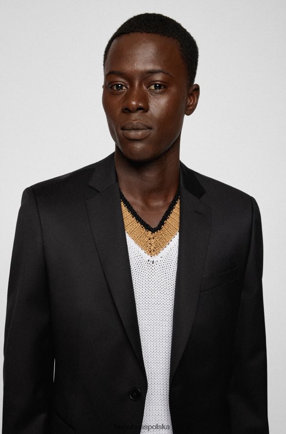 Hugo Boss wyjątkowo dopasowana kurtka z dziewiczej wełny Serge Hugo w kolorze czarnym czarny R0X0H63633