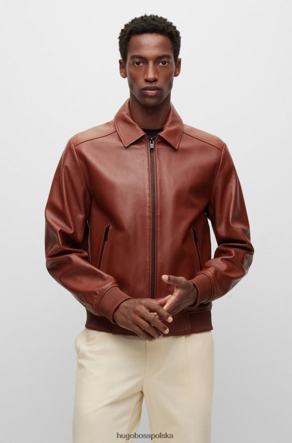 Hugo Boss Kurtka bomber ze skóry nappa ze skrzydełkiem, hugo brązowa brązowy R0X0H62651
