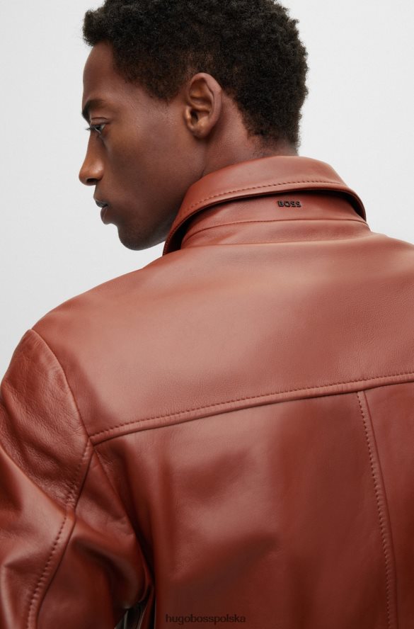 Hugo Boss Kurtka bomber ze skóry nappa ze skrzydełkiem, hugo brązowa brązowy R0X0H62651